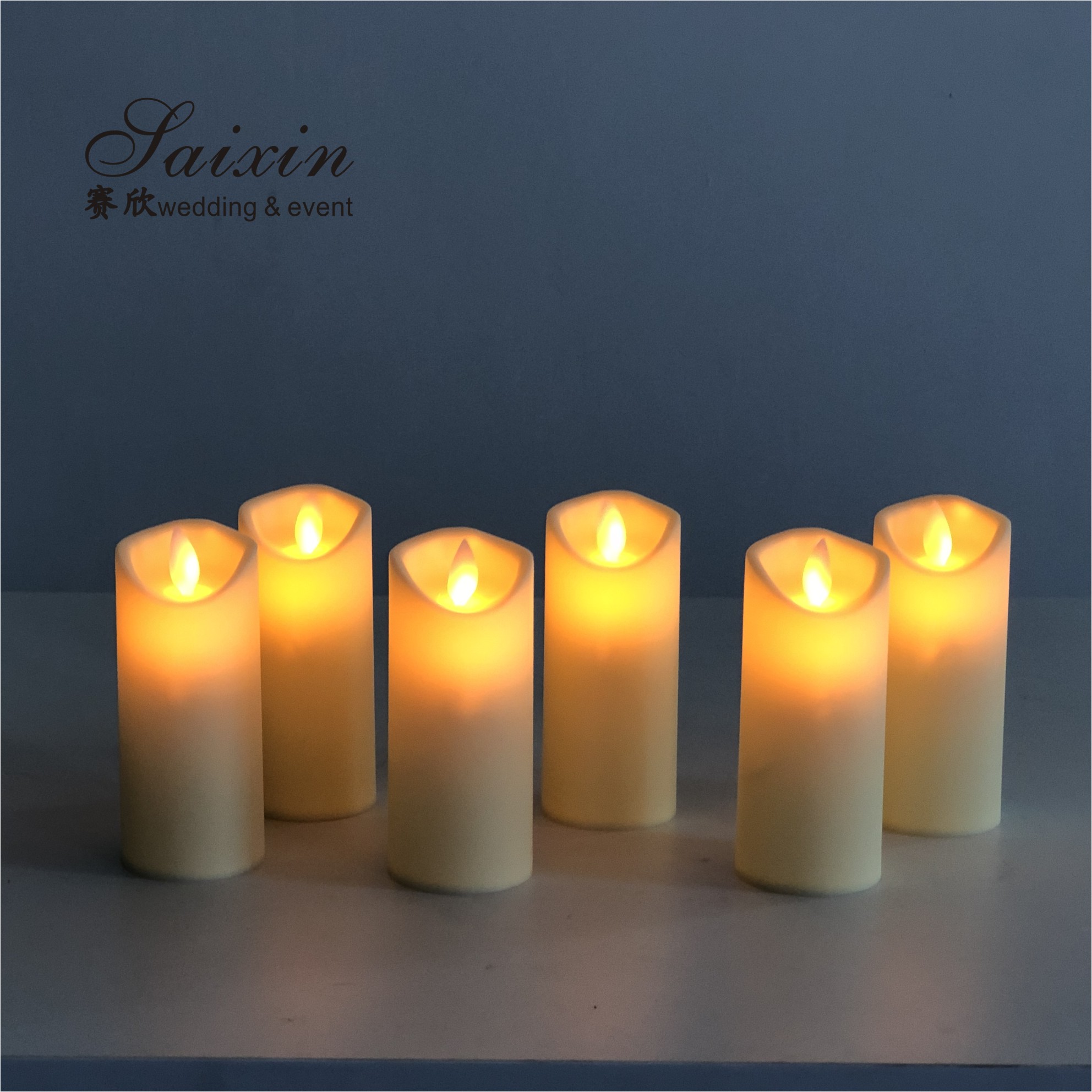 2021 Battery Operated Warm White Flat Flickering LED Pillar Candles For Wedding Candelabras