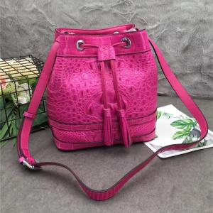 Quality Authentic Crocodile Skin Drawstring Closure Women's Bucket Purse Exotic Alligator Leather Lady Small Tassel Shoulder Bag wholesale