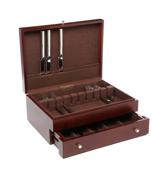 Walnut Wooden Flatware Storage Chest, Anti-tarnish Velvet Lining, To Hold Forks,