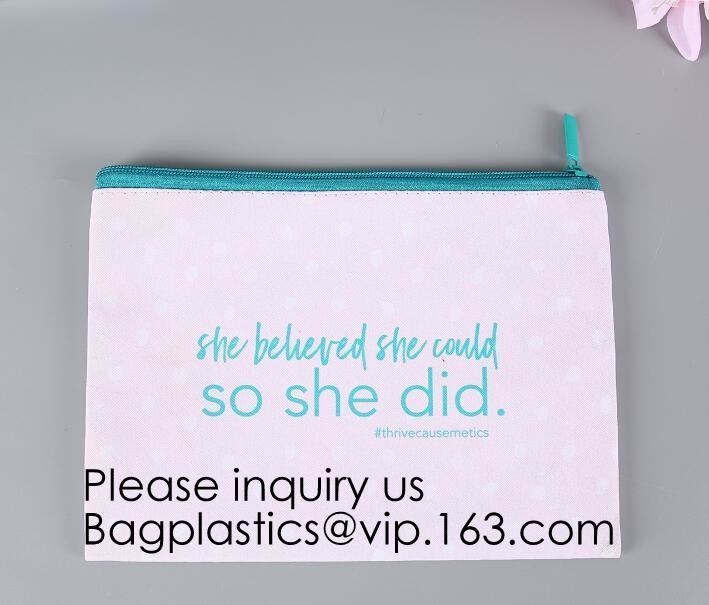 Necessary Black Pouch Canvas Print Makeup Cosmetic Bag,Personalized Custom Wholesale Canvas Material Makeup Cosmetic Bag