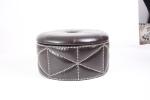 leather round household wood shoe box storage ottoman stool with crystal