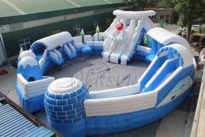 Quality Huge Commercial Inflatable Water Park , Frozen Themed Aqua Park Equipment wholesale