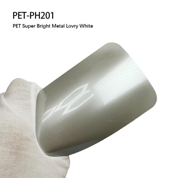 PET-PH201 PET Super Bright Metal Lovry White Car Body Sticker UV Resistant Vinyl