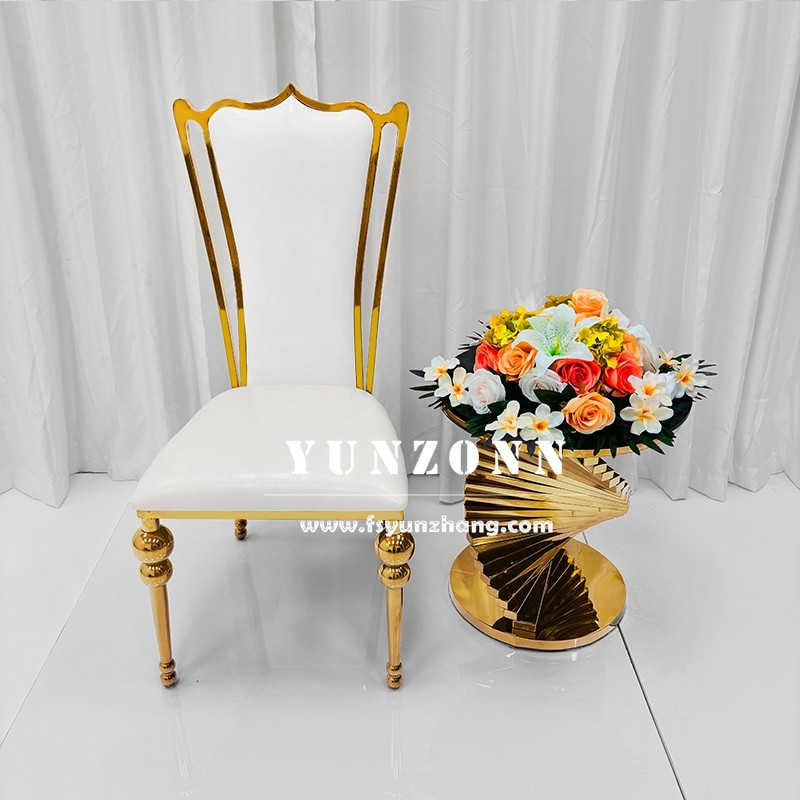Hotel Restaurant Gold Luxury Throne Wedding Reception Chair Golden Stainless Steel Banquet Chair