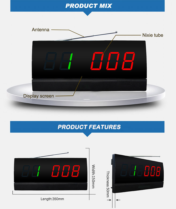Restaurant equipment screen receiver with color nixie tube diapaly and English voice report
