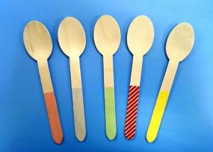 Quality Disposable Mini Wooden Knife Fork Spoon , Personalized Wooden Ice Cream Spoons Biodegradable wholesale