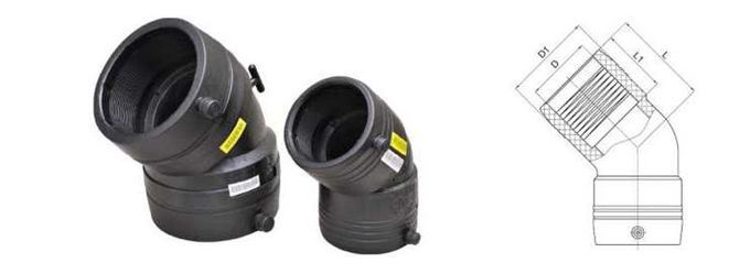 MDPE DN32-DN315 PE SDR11 Electrofusion 45 Degree Elbow Fitting