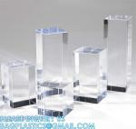 Clear Polished Acrylic Cube Cylinder, Square Display Block, Jewelry Display