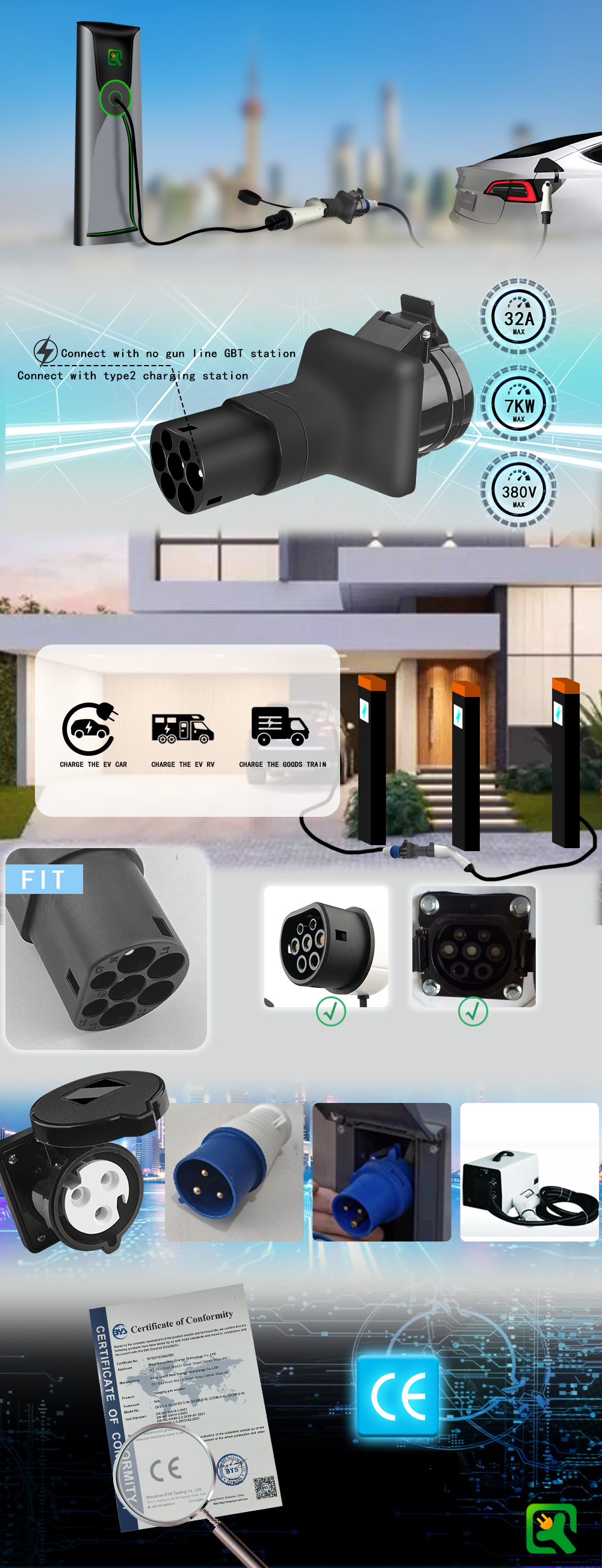 Type2 7KW Electric Head Adapter The Perfect Addition to Your Electric Car