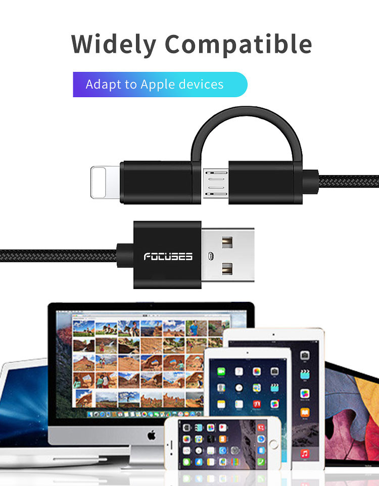 10Ft Multifunctional USB Cable 2 In 1 Data Sync Cable