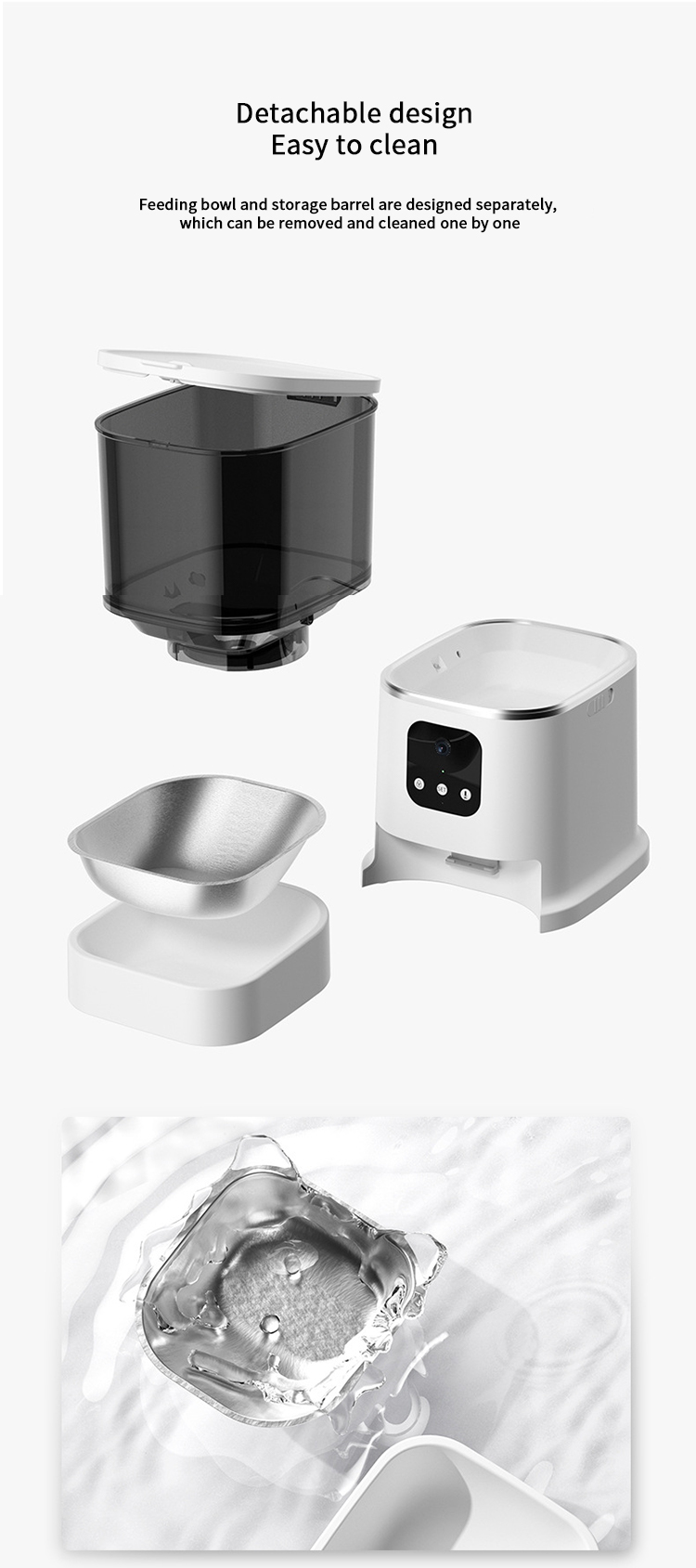 Plastic Smart Pet Feeder 600ml Automatic Cat Feeder Wifi 110V-240V