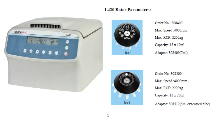 Cence Benchtop Centrifuge Low Speed Centrifuge L420-A