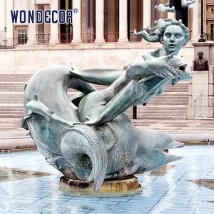 Quality 3D Water Fountain Sculpture Dolphin Spitter Fountain With Mermaid statue wholesale