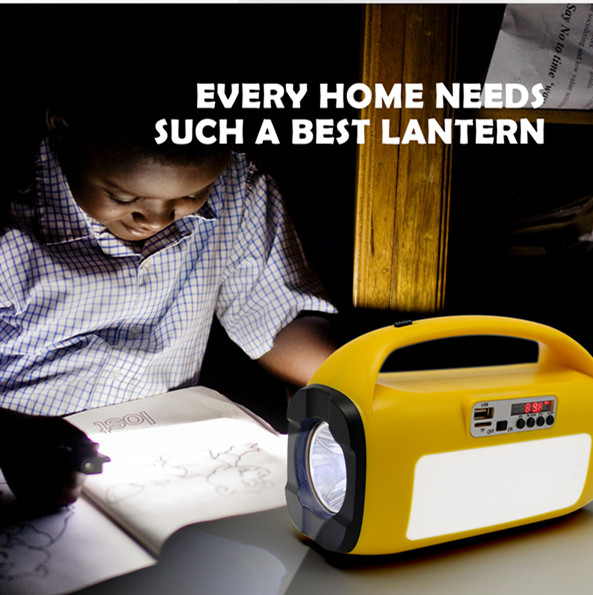 Renewable solar FM radio solar home power system LED lighting torch solar power kits solar energy system