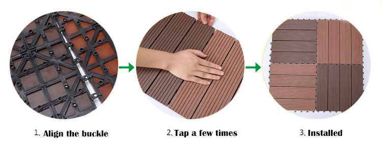 300mm*300mm Square Bathroom Deck Tile Made of Wood and Plastic Composite Material