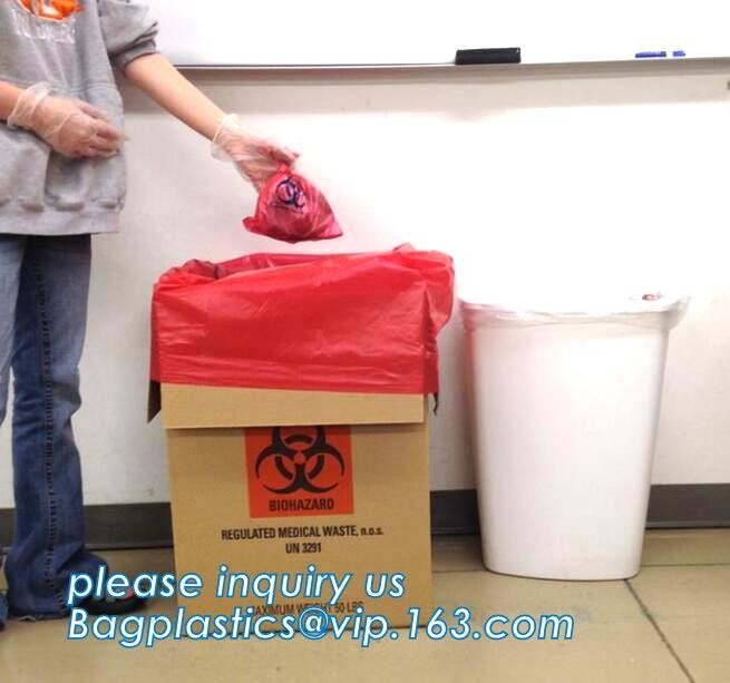 Clinical Waste Bag, Heavy Duty Sacks, PE biohazard eco bag, PE disposable Lab bag/Medical waste bag/Biohazard bag on rol