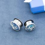 13mm Ear Plugs Tunnels Body Jewelry Blue Dichroic Life Tree 304 Stainless Steel