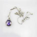 Sterling Silver 9mmX11mm Oval Purple Cubic Zirocnia Pendant (P33E)