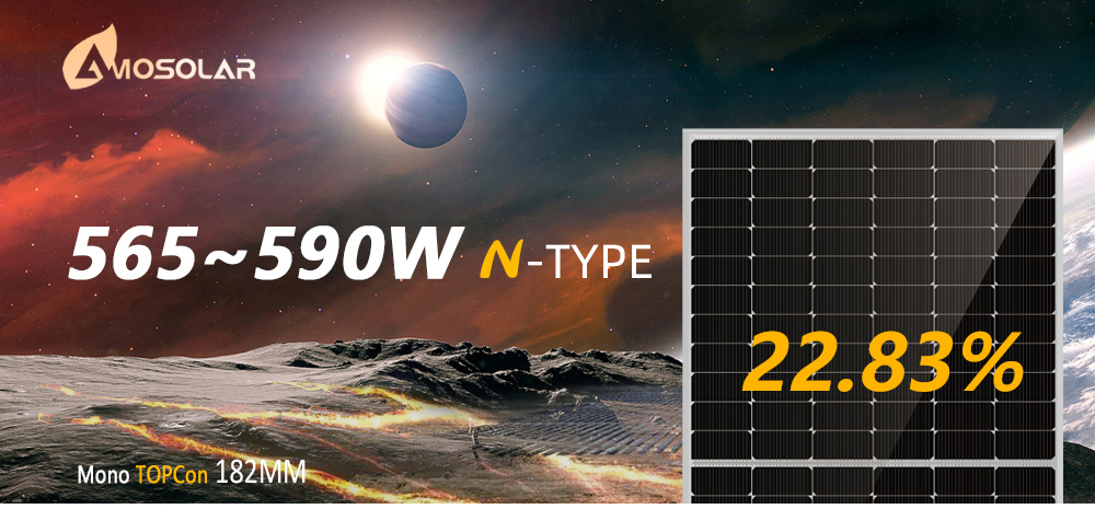 Commercial N-Type Mono 182mm Cells Solar Panels Amosolar 565w 570w 575w 580w 585w 590w