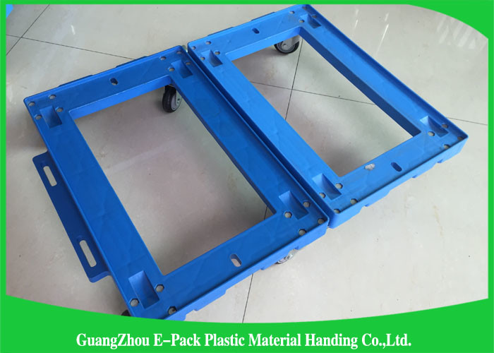 Transportation Plastic Dolly Loading Totes With 3 Inches PU Brake Casters