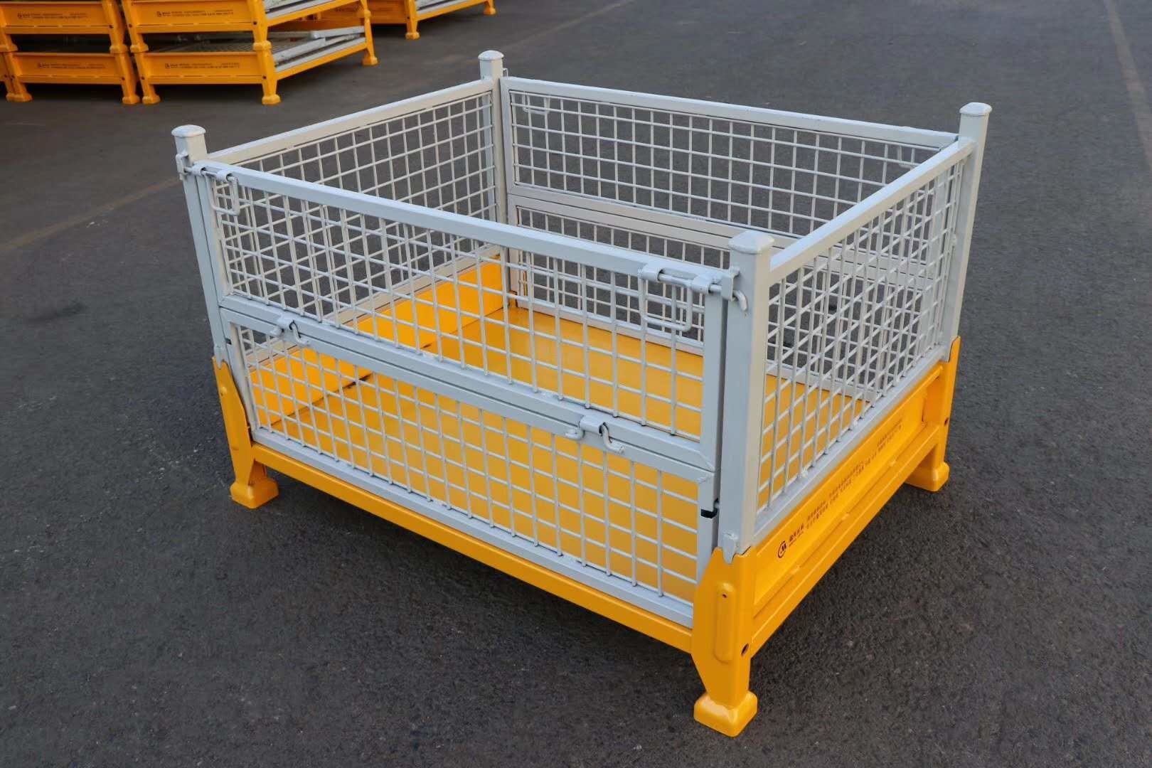 Material Box Warehouse Storage Pallet Box Storage Mesh Bins Customized Powder Coating