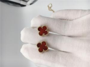 Quality Van Cleef Arpels Sweet Alhambra earstuds 18k yellow gold with carnelian wholesale