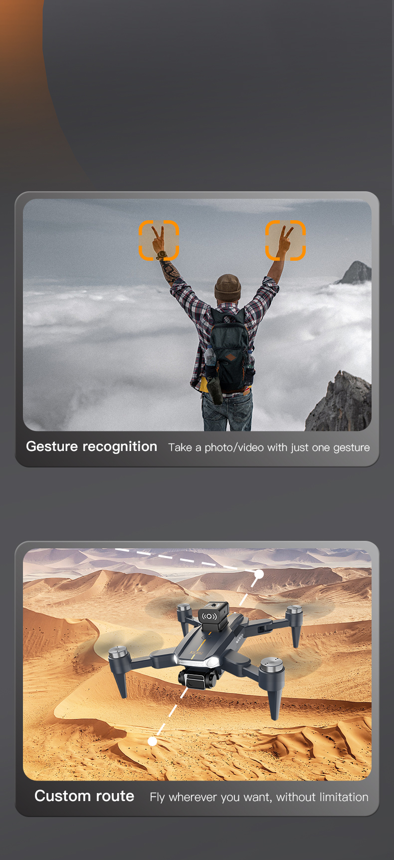 Js26 Foldable Entertainment Drones Beginner Operator Skill Level Optical Flow and One Key Takeoff / Landing for Hiking