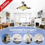 42 Inch Retractable Blades Ceiling Fan With 3 Color LED Light