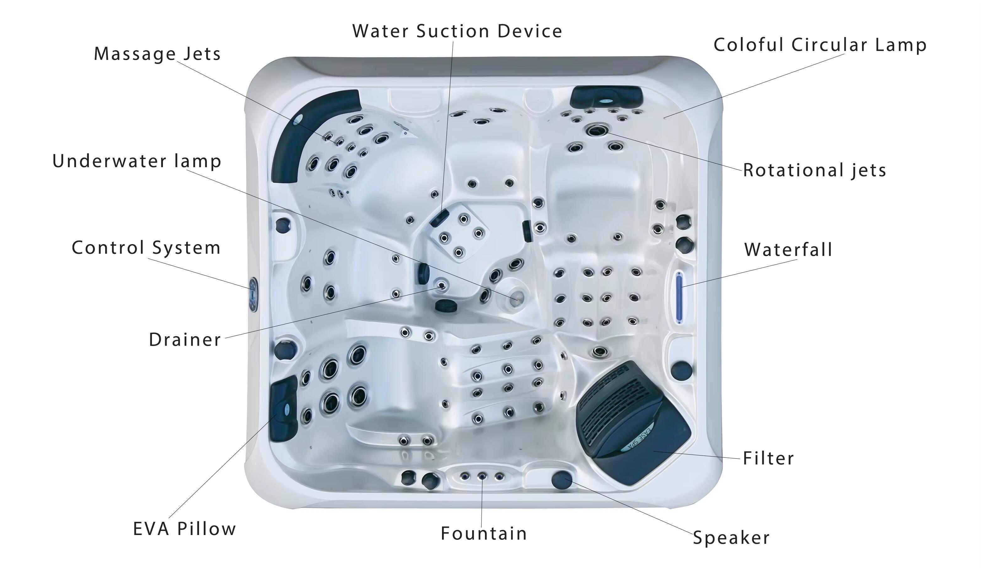 Garden 5 Seats Luxury Massage Spa Bathtub Outdoor Whirlpool Hot Tub Acrylic Freestanding Spa Tub For Villa