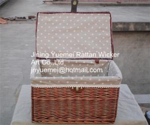 Quality willow storage basket with cover and mat laundry basket large style big size wholesale