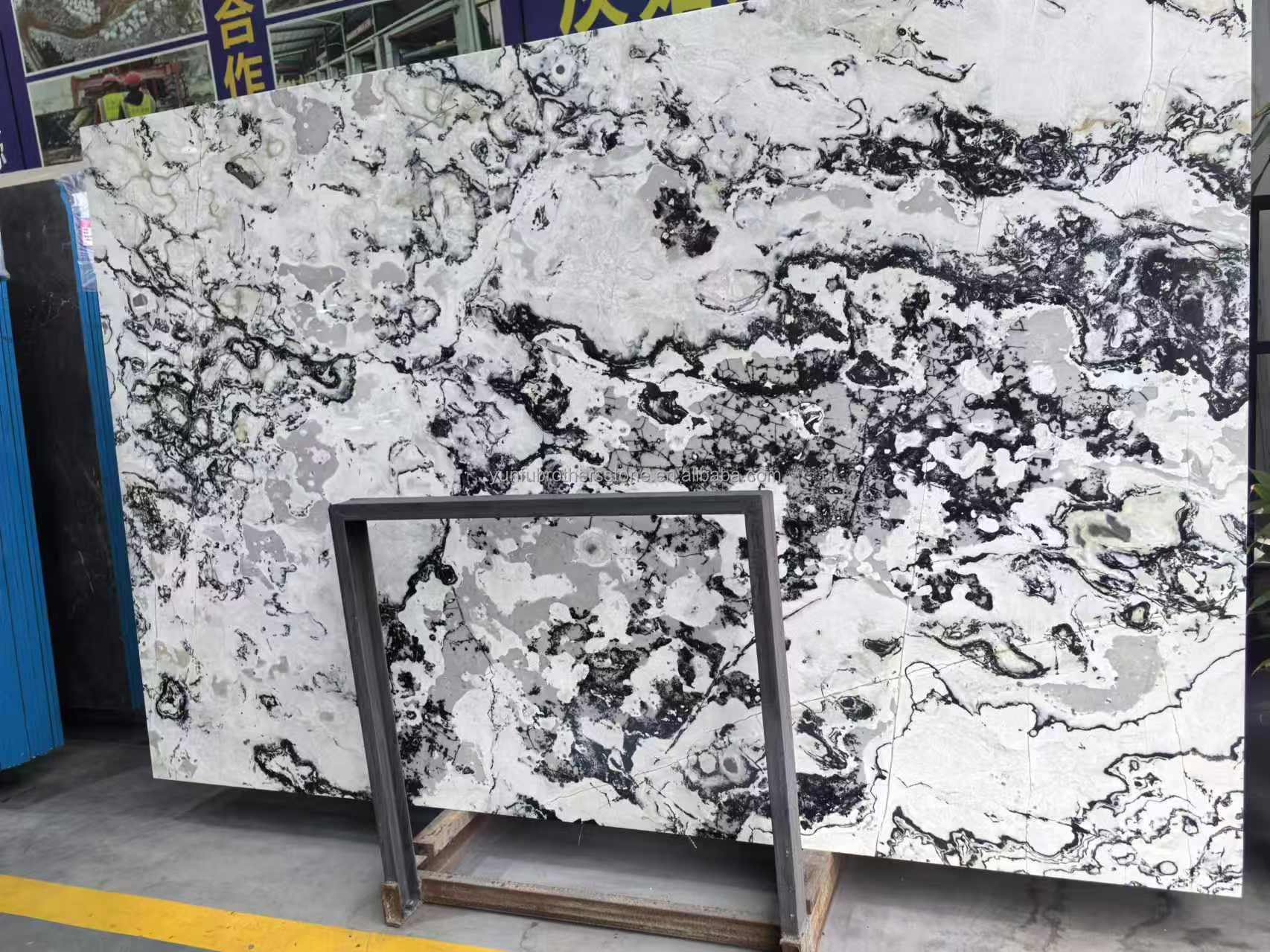 Hotel and Home Design Big Slab Panda White Granite Black Veins Kitchen Countertops