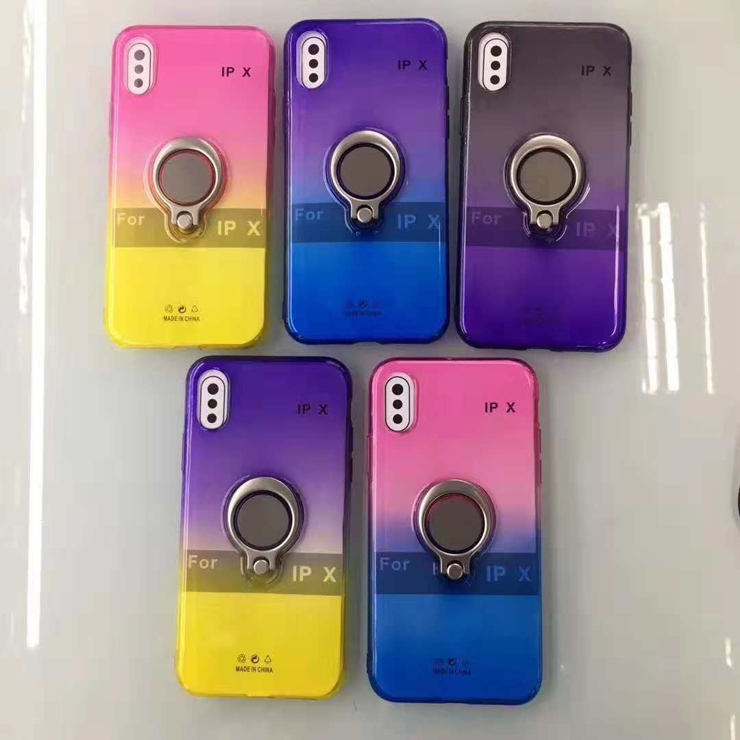 Double Color Gradient Ring Magnetic Car Mount Holder Soft TPU Case Back Cover For Vivo V7 V7PLUS Y83 X21 V9/Y85 NEX