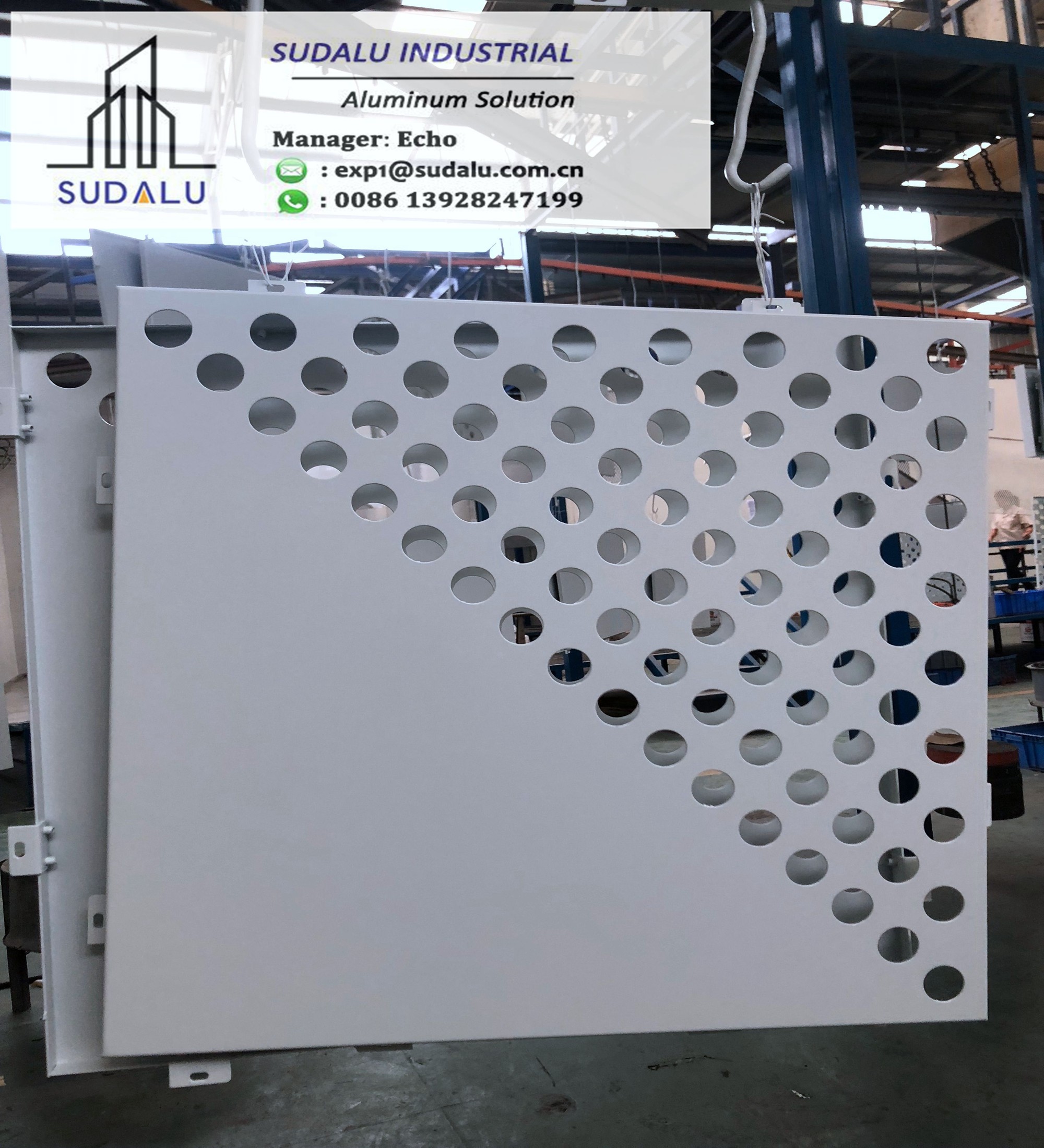 SUDALU 30mm, 50mm diameter Aluminum Perforated Facade Cladding Panel with White Powder Coating