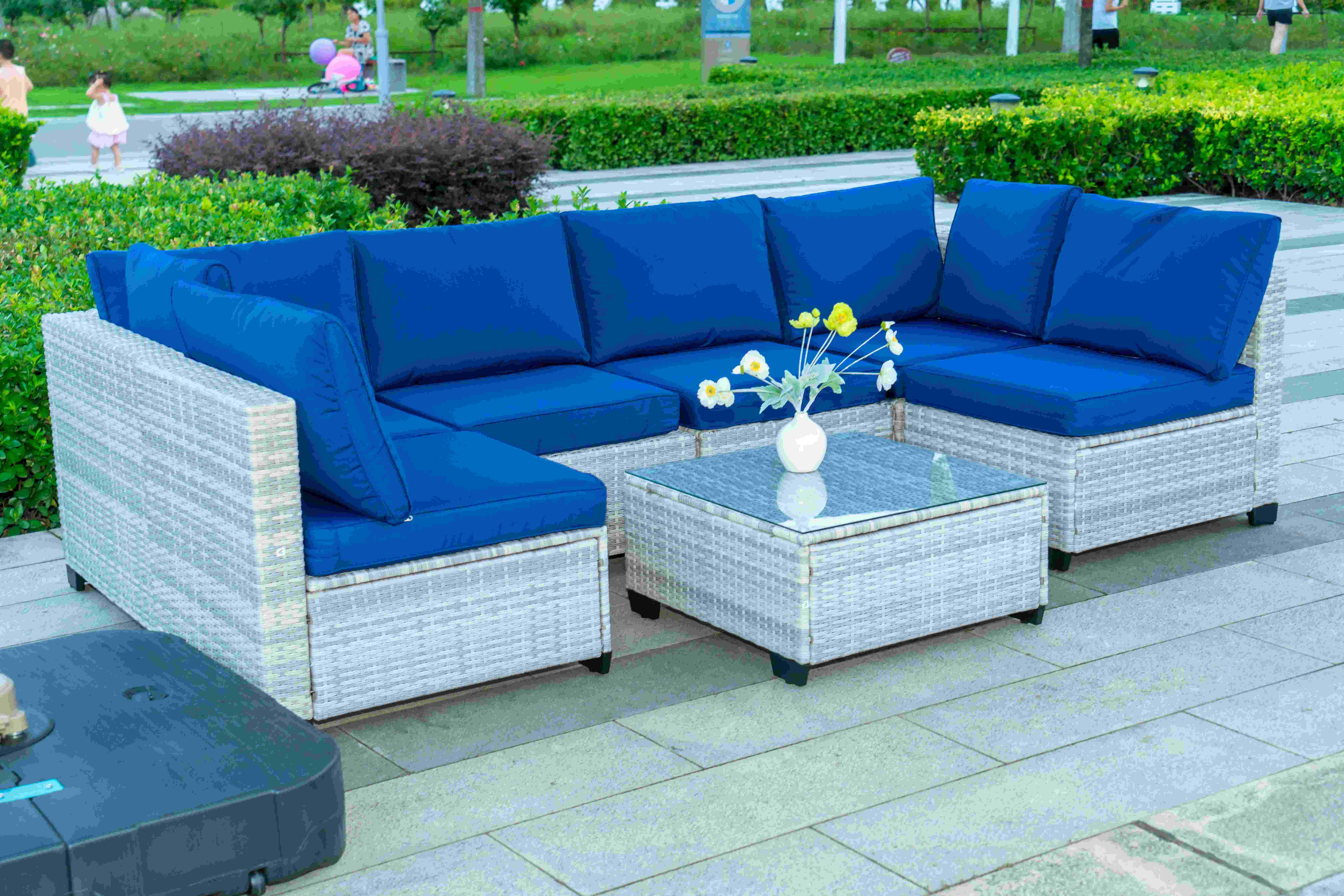 Outdoor furniture rattan living room sofa woven balcony combination rattan chair booth leisure bar home