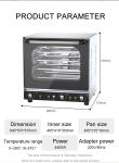 Adjustable Steam Feature Electric Convection Oven 690x635x500mm for Commercial