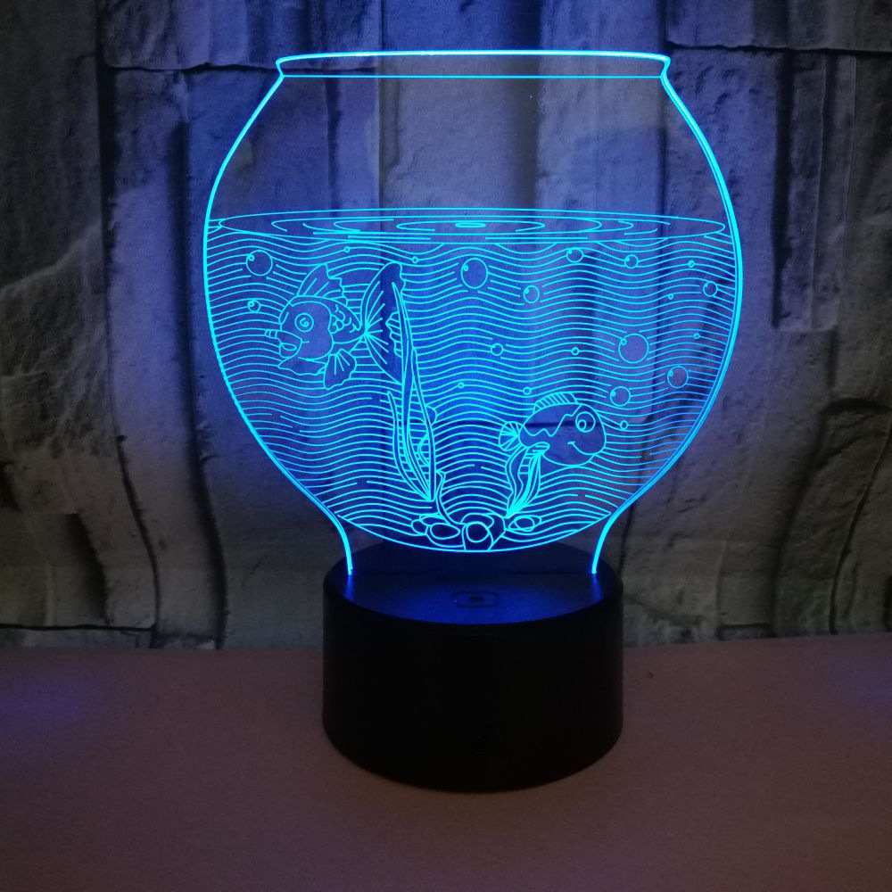 New fish tank colorful 3D small table lamp gift colorful night light atmosphere small table lamp