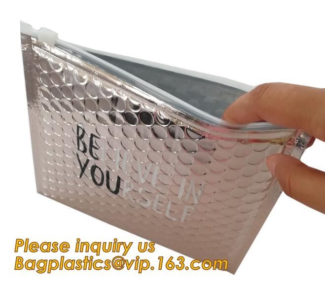 Cosmetic Pink Slider Padded Bag/Silver k Bag With Bubble,Padded Envelopes Cheap Aluminium Foil k Holographic