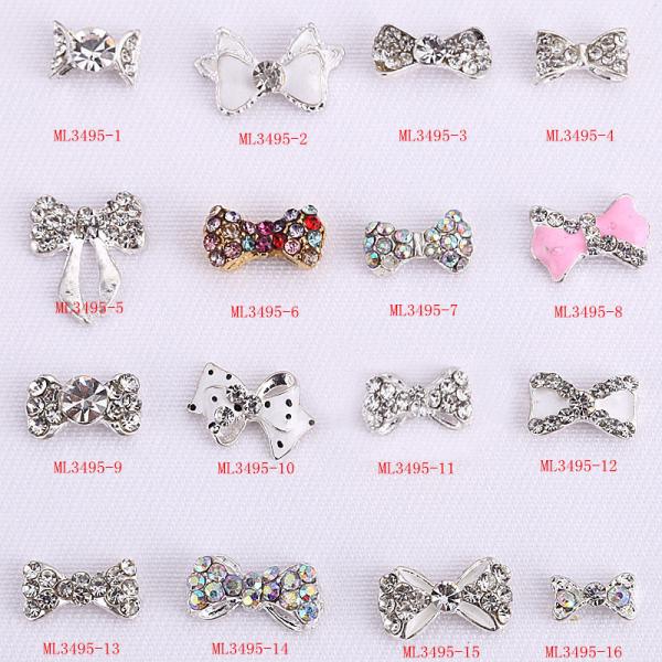 Hot NEW Wholesale nail art Jewelry 3D Bows Alloy Nail Art Jewelry Number ML3495