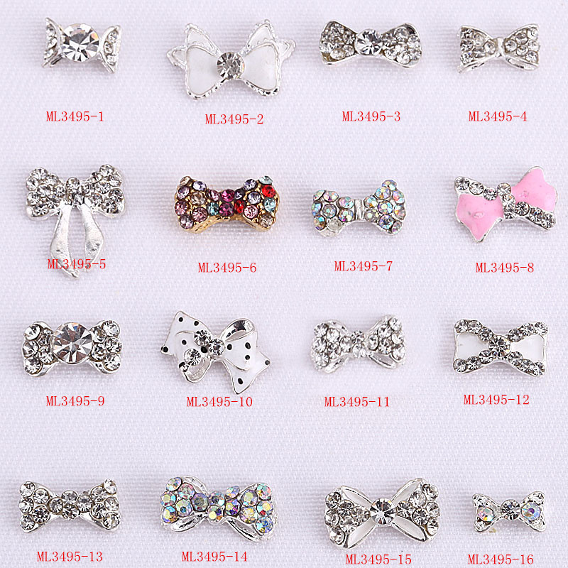 Hot NEW Wholesale nail art Jewelry 3D Bows Alloy Nail Art Jewelry Number ML3495-01-16