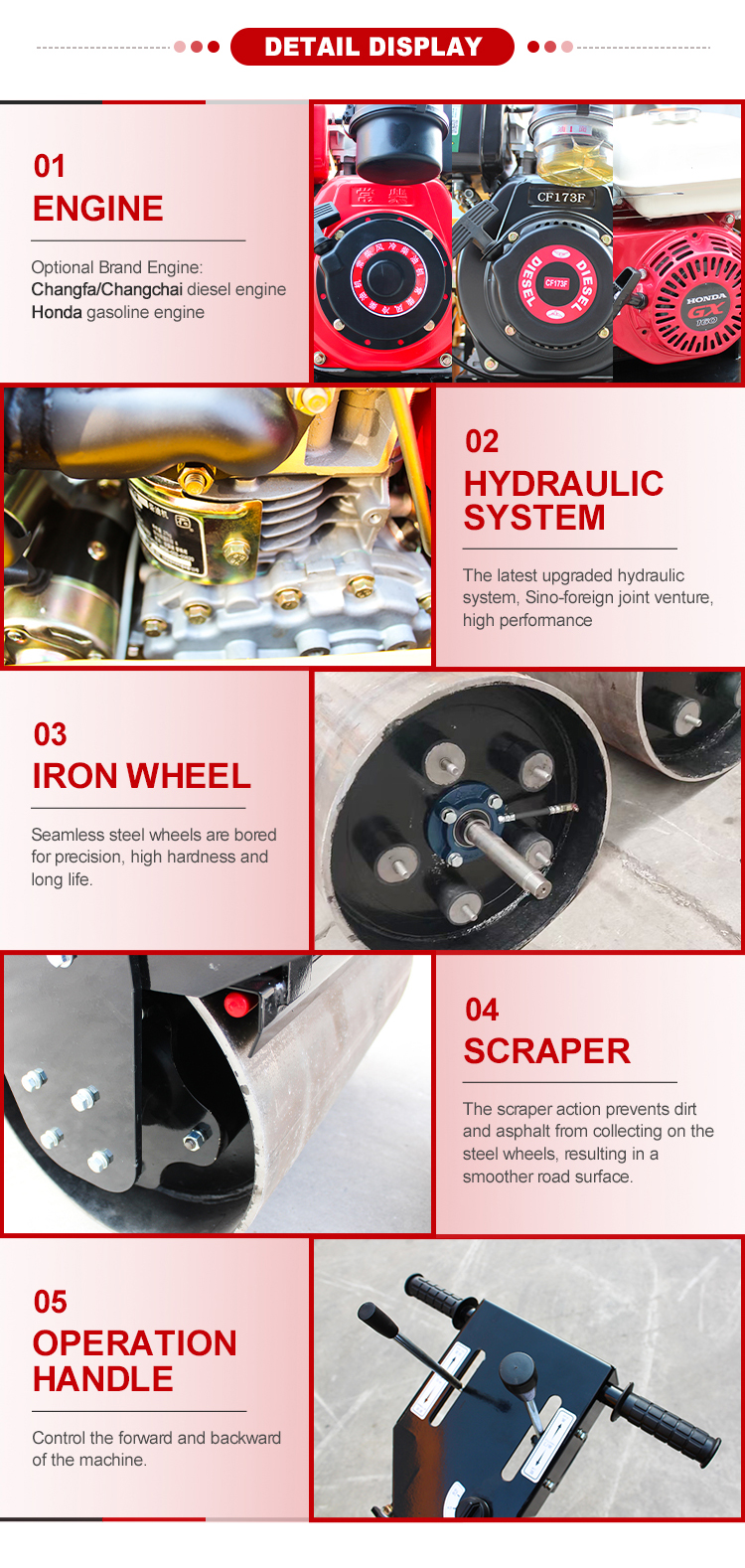 Road Construction Machinery 0.5 Ton Vibration Single Drum Road Roller with EPA Engine