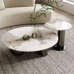 Marble Top Circle Combination Coffee Table Elliptic Shape For Apartment
