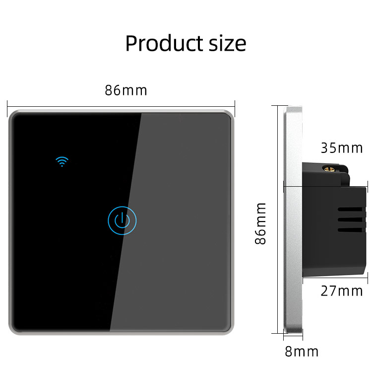 EU Standard Tuya Smart Switch 2 Gang LED Sensor Light Voice Control Wifi Smart Timer Switch