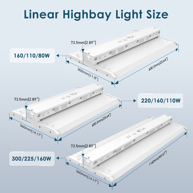 Led Linear High Bay Light 80-400W Pendant For Indoor Stadium Sport Warehouse