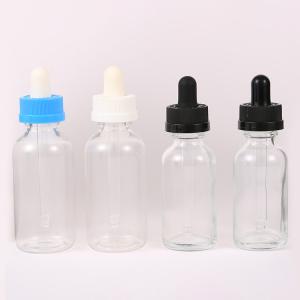 Quality 20ml 30ml 50ml 100ml Clear Eco Friendly Dropper Bottles With CRC Black Cap wholesale