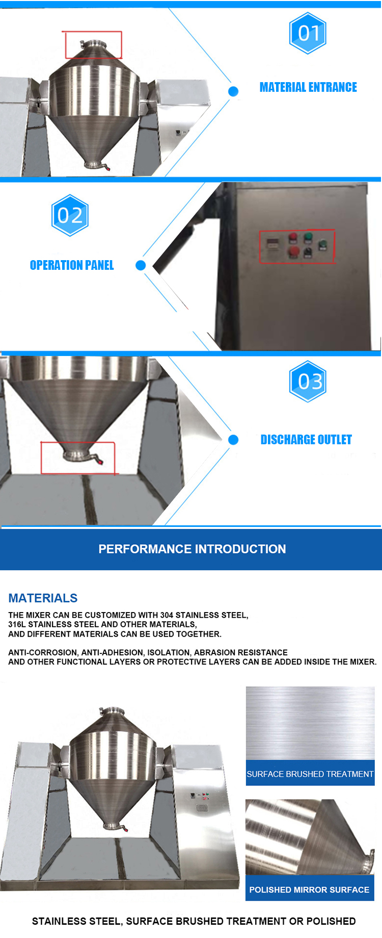 Industrial Powder Mixing Machine Particle Blending Machine Dough Mixer Blender