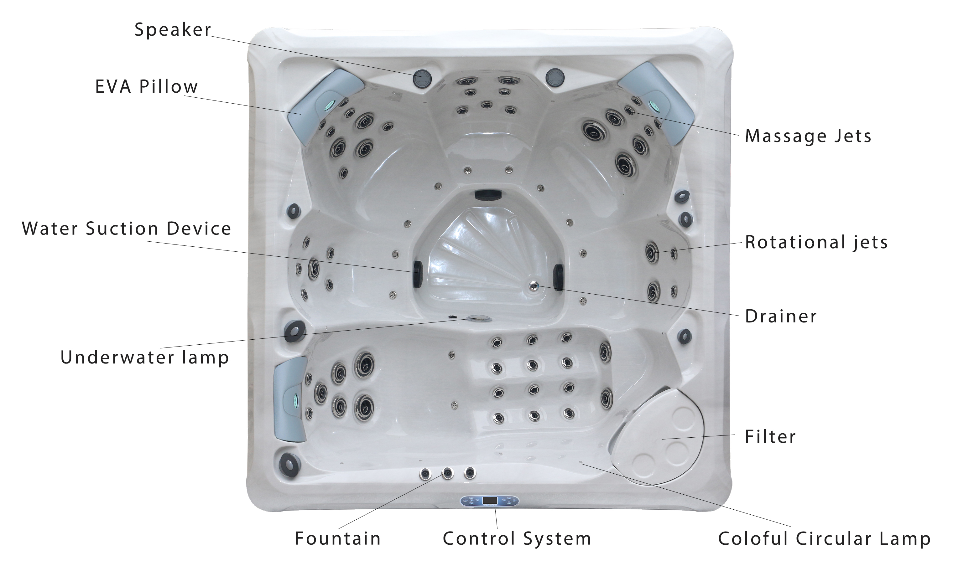 Modern Freestanding 6 Person Outdoor Spa CE Bathtub Whirlpool Hydro Massage Spa Tub