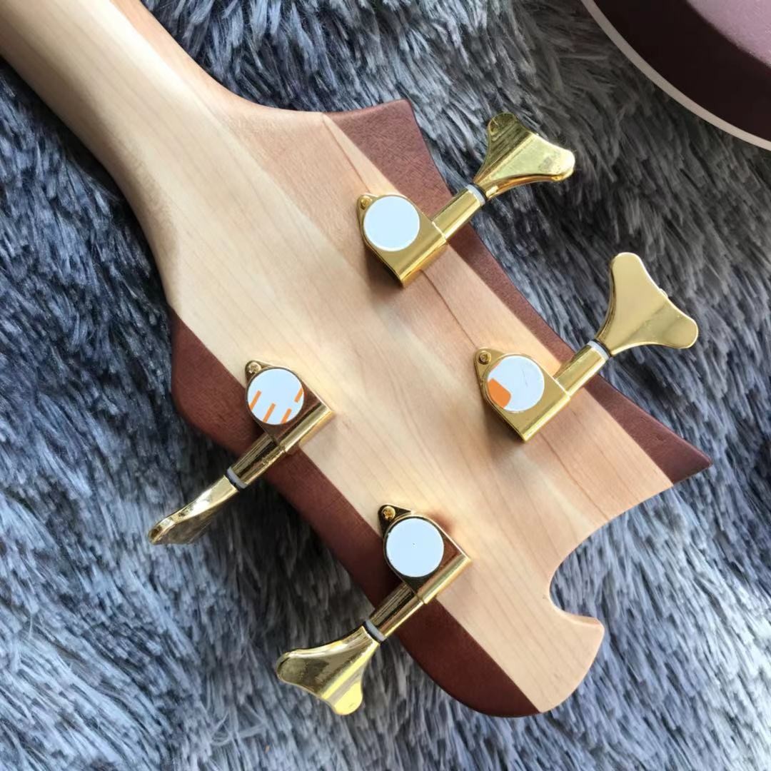 Custom Grand Rickenbacker Style 4 Strings Neck Through Body Electric Bass Guitar Carve Top Musical Instruments Factory