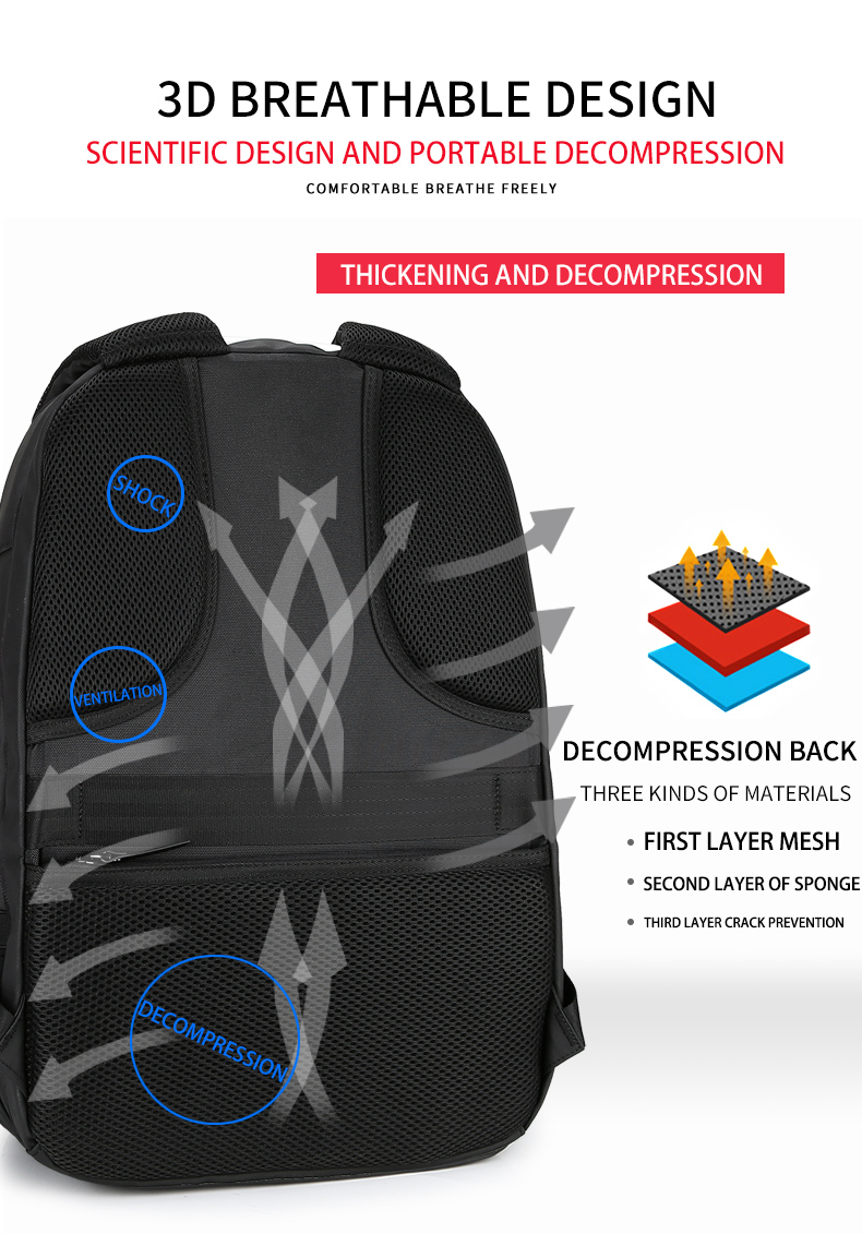 New custom logo large capacity anti theft laptop bag waterproof bag with USB interface business travel Backpack