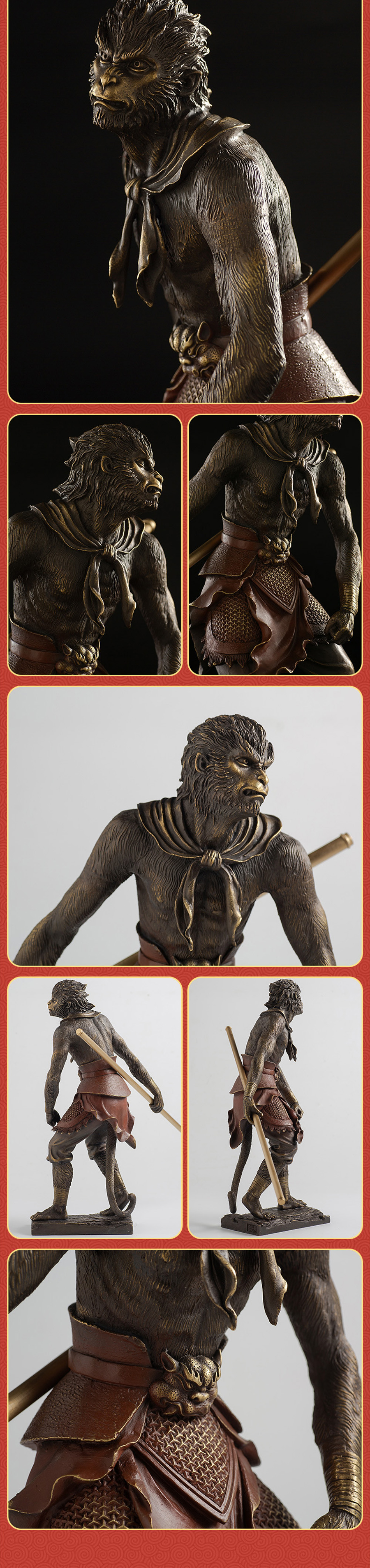 Custom 3D Alloy Copper Casting Monkey King Ornament for Anniversary Celebrations