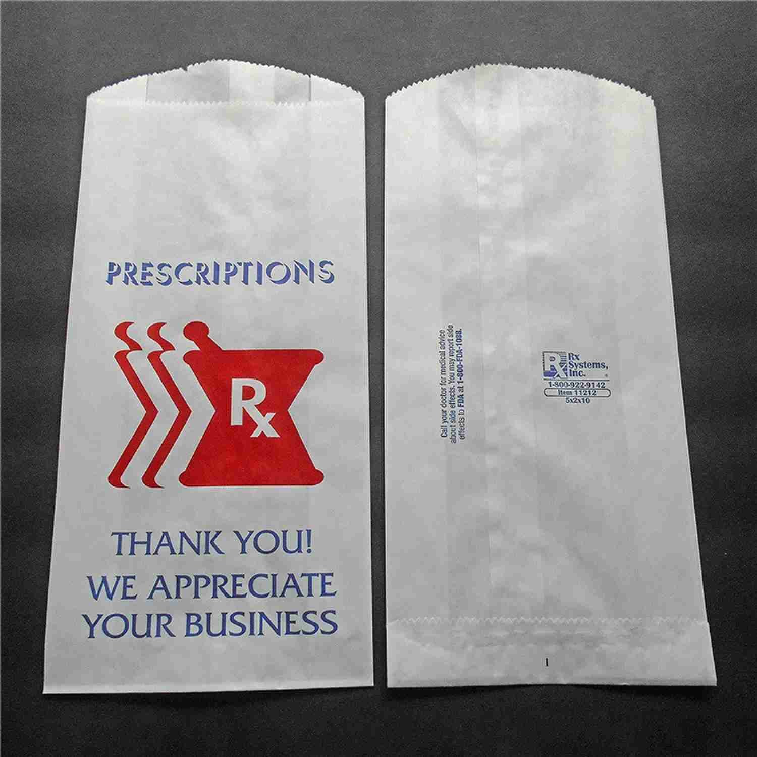 Custom White Pill Medicine Paper Prescription Bags Kraft SOS Bags For Hospital